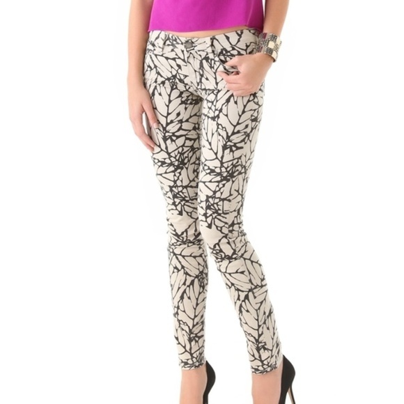 Paige Skyline Skinny in Leaf Print size 24 NWT - Picture 2 of 7